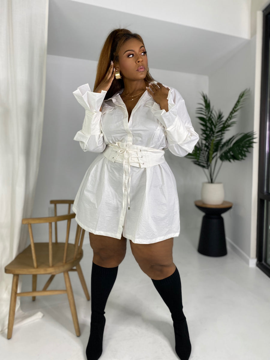 oversized shirt dress with corset THE MONACO CORSET DRESS M